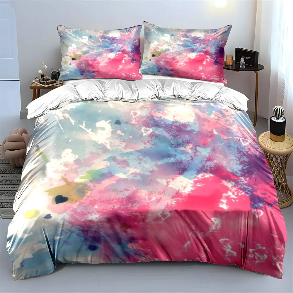 3Pcs Pastel Watercolor Heart Bedding Set, Pink Blue Grunge Splash Print Duvet Cover Pillowcases Single Double King Queen, Gift
3Pcs Pastel Watercolor Heart Bedding Set, Pink Blue Grunge Splash Print Duvet Cover Pillowcases Single Double King Queen, Gift