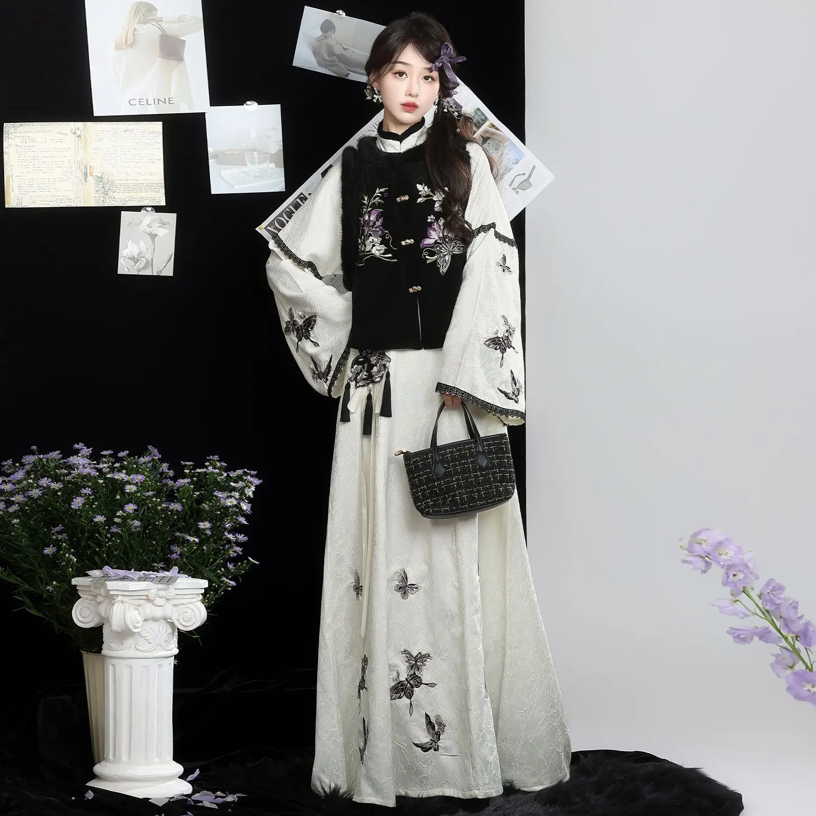 227-Original Hanfu Women's Han Elements Round Neck Vest New Chinese Style Slimming Daily Commuting Autumn/Winter Set
227-Original Hanfu Women's Han Elements Round Neck Vest New Chinese Style Slimming Daily Commuting Autumn/Winter Set