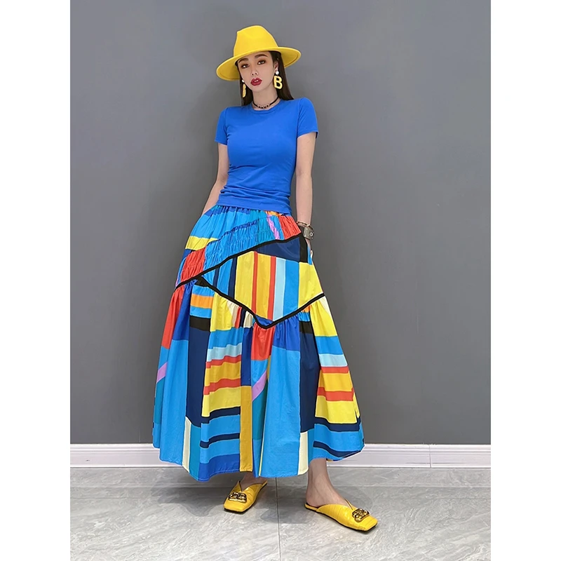 Beach Style 2025 New Arrival Summer Women Casual Loose Plaid Patchwork A-line Skirt Good Quality Fashion Ankle-length Skirts T52
Beach Style 2025 New Arrival Summer Women Casual Loose Plaid Patchwork A-line Skirt Good Quality Fashion Ankle-length Skirts T52
