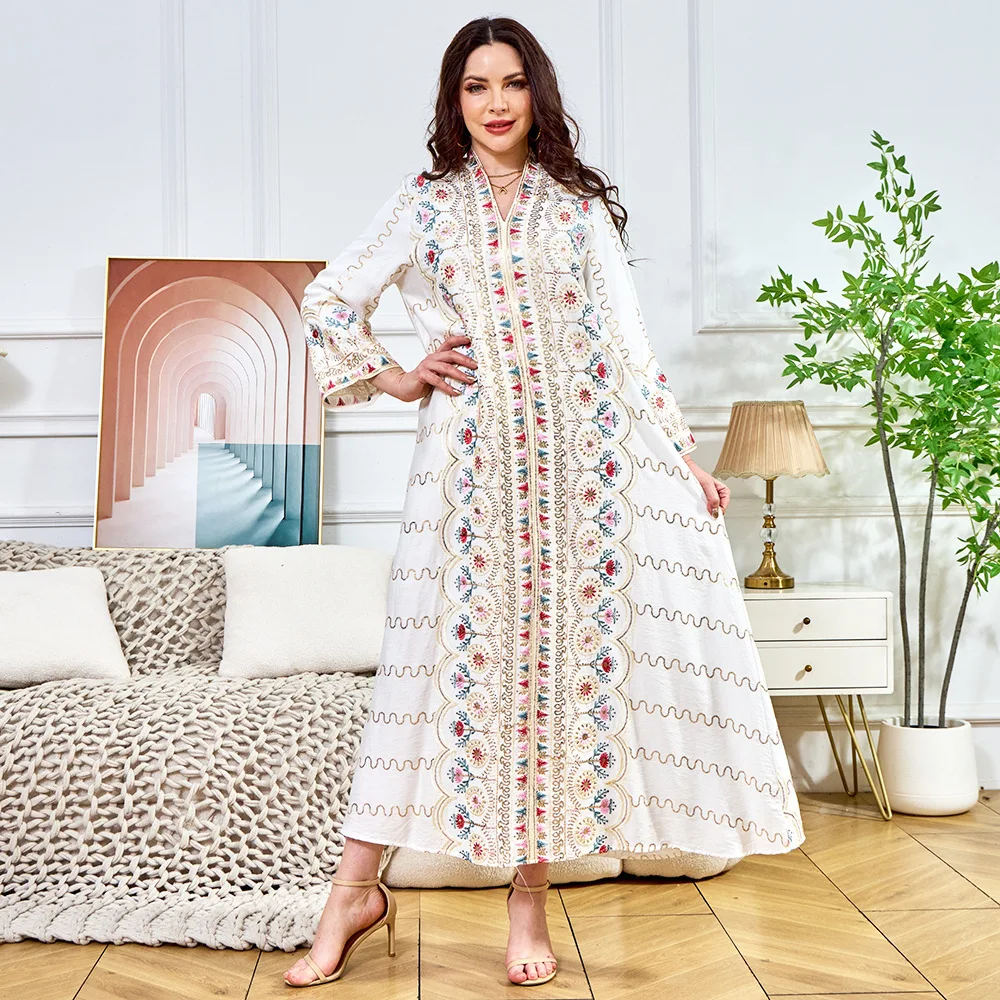 Mt389 Elegant Women's Long Dress With Sequins, New V-neck Loose Evening Gown With Large Hem Ramadan Dubai Luxury Islam Elegant
Mt389 Elegant Women's Long Dress With Sequins, New V-neck Loose Evening Gown With Large Hem Ramadan Dubai Luxury Islam Elegant