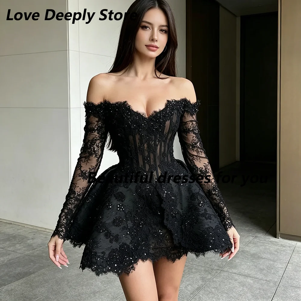 Black Lace Mini Cocktail Dresses for Woman Customized Sweetheart Neck 3/4 Sleeves Beading Luxury Prom Party Gowns 2026
Black Lace Mini Cocktail Dresses for Woman Customized Sweetheart Neck 3/4 Sleeves Beading Luxury Prom Party Gowns 2026