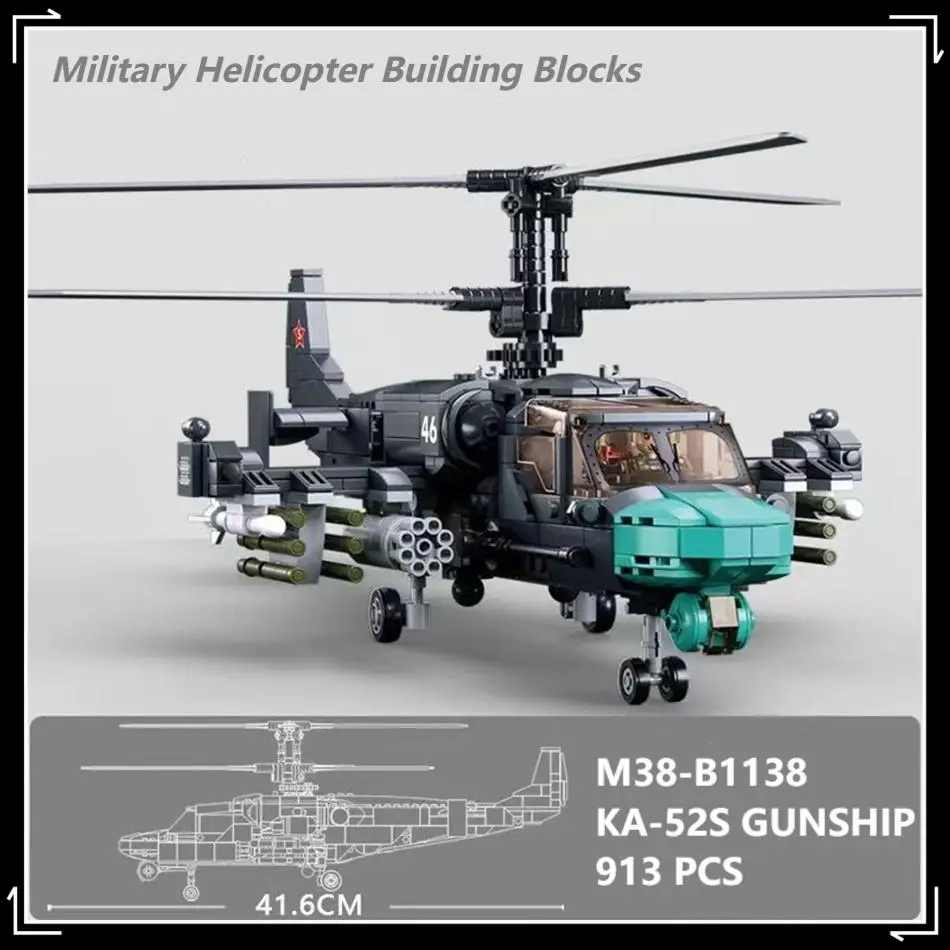 Sluban KA-52S Gunship New Military Helicopter Building Blocks Set Modern Armed Forces Model DIY Bricks Kit For Kids Birthday Toy
Sluban KA-52S Gunship New Military Helicopter Building Blocks Set Modern Armed Forces Model DIY Bricks Kit For Kids Birthday Toy