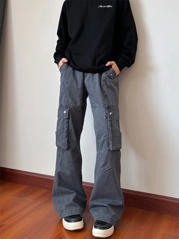 Мужские рабочие брюки в американском ретро-стиле, свободные джинсы с широкими штанинами, с множеством карманов, с заклепками, функциональные, прямого кроя, повседневные брюки
Мужские рабочие брюки в американском ретро-стиле, свободные джинсы с широкими штанинами, с множеством карманов, с заклепками, функциональные, прямого кроя, повседневные брюки