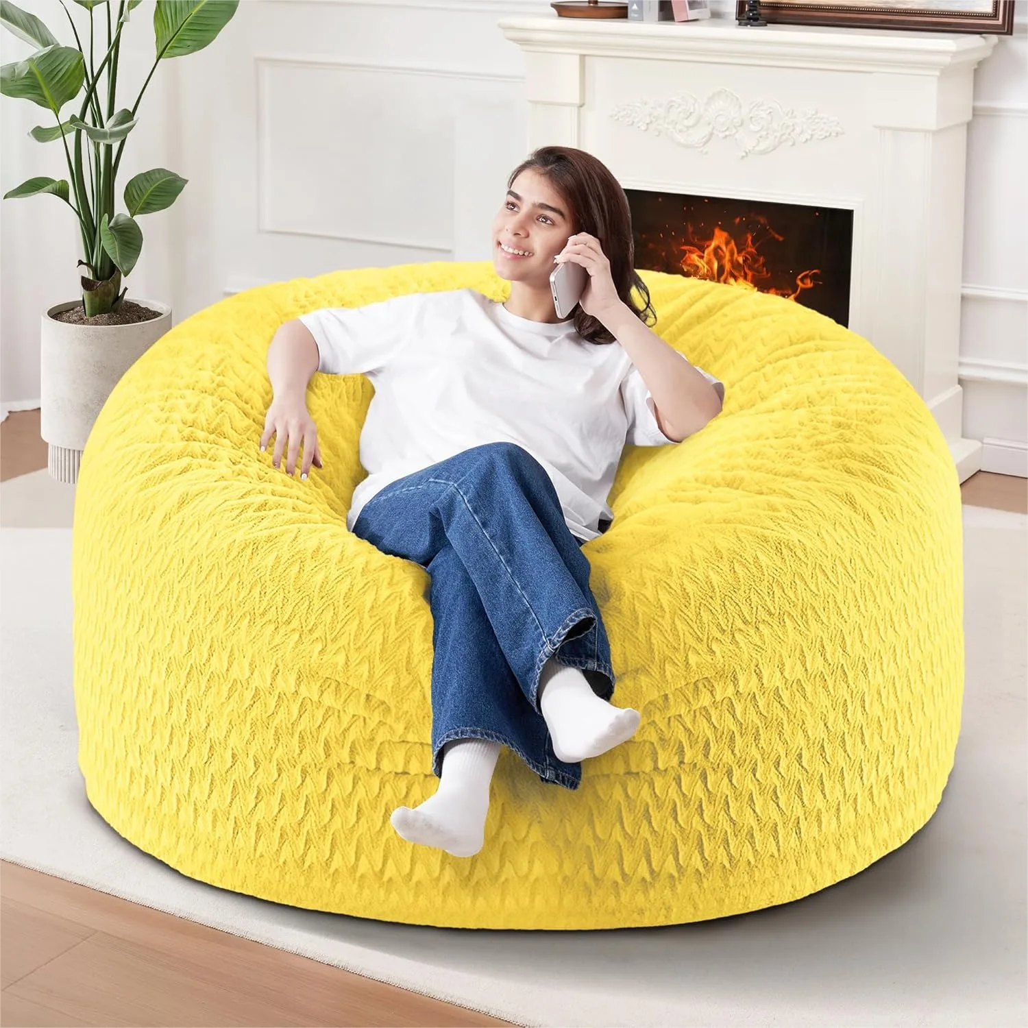 3FT Bean Bag Chair for Adults, Giant Memory Foam Bean Bag with Chevron Plush Cover, Portable Handle, Side Pocket
3FT Bean Bag Chair for Adults, Giant Memory Foam Bean Bag with Chevron Plush Cover, Portable Handle, Side Pocket