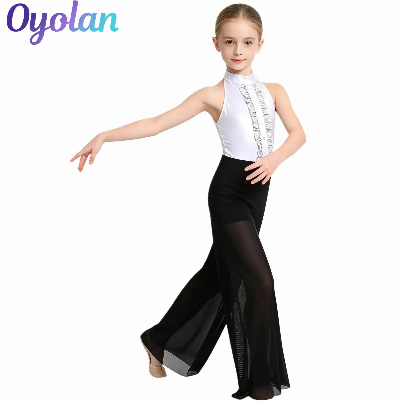 Kids Girls Hip Hop Jumpsuit Jazz Dance Performance Costume Back Invisible Zipper Ruffles Metallic Bodice Mesh Wide-Leg Bodysuit
Kids Girls Hip Hop Jumpsuit Jazz Dance Performance Costume Back Invisible Zipper Ruffles Metallic Bodice Mesh Wide-Leg Bodysuit