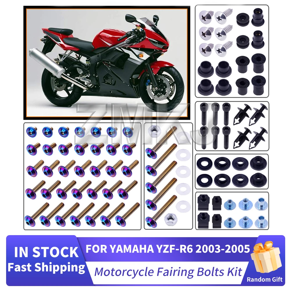 For Yamaha YZF R6 YZF-R6 2003-2005 Motorcycle Stainless Complete Bodywork Fairing Bolt Kit Screws Clip Motorcycle Accessories
For Yamaha YZF R6 YZF-R6 2003-2005 Motorcycle Stainless Complete Bodywork Fairing Bolt Kit Screws Clip Motorcycle Accessories