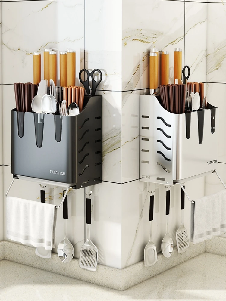 304 Stainless Steel Kitchen Knife Holder Rack Integrated Storage Wall Mounted Chopsticks Tube High End Kitchen Storage Organizer
304 Stainless Steel Kitchen Knife Holder Rack Integrated Storage Wall Mounted Chopsticks Tube High End Kitchen Storage Organizer