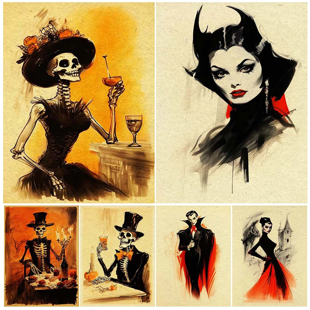 Pumpkin Witch Abstract Pencil Drawing Vintage Wall Art Canvas Print Dracula The Vampire And The Skeleton Baron Art Poster Print
Pumpkin Witch Abstract Pencil Drawing Vintage Wall Art Canvas Print Dracula The Vampire And The Skeleton Baron Art Poster Print