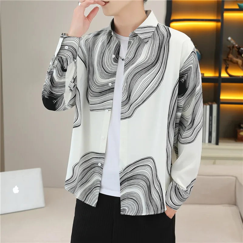 Loose Long Sve Men's Casual irt Sli Brand Spring Autumn High Faion Cool Haome Hong Kong Sle Retro New Model
Loose Long Sve Men's Casual irt Sli Brand Spring Autumn High Faion Cool Haome Hong Kong Sle Retro New Model