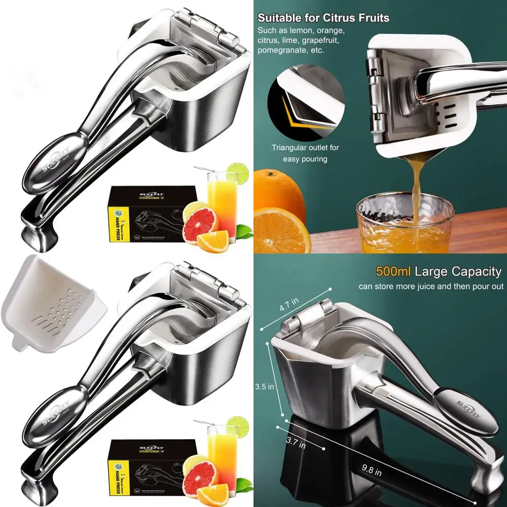 Stainless Steel Manual Citrus Juicer - Heavy Duty Lemon, Lime, Orange, Pomegranate Squeezer with 5-Year Warranty
Stainless Steel Manual Citrus Juicer - Heavy Duty Lemon, Lime, Orange, Pomegranate Squeezer with 5-Year Warranty