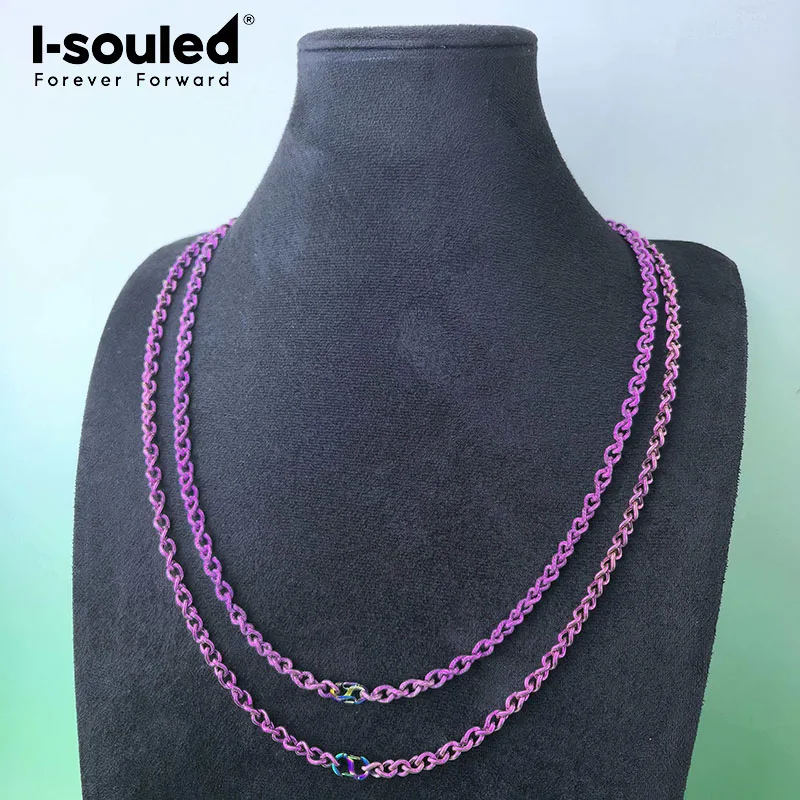 5.0mm TA1 pure titanium anodized pink twisted chain necklace
5.0mm TA1 pure titanium anodized pink twisted chain necklace
