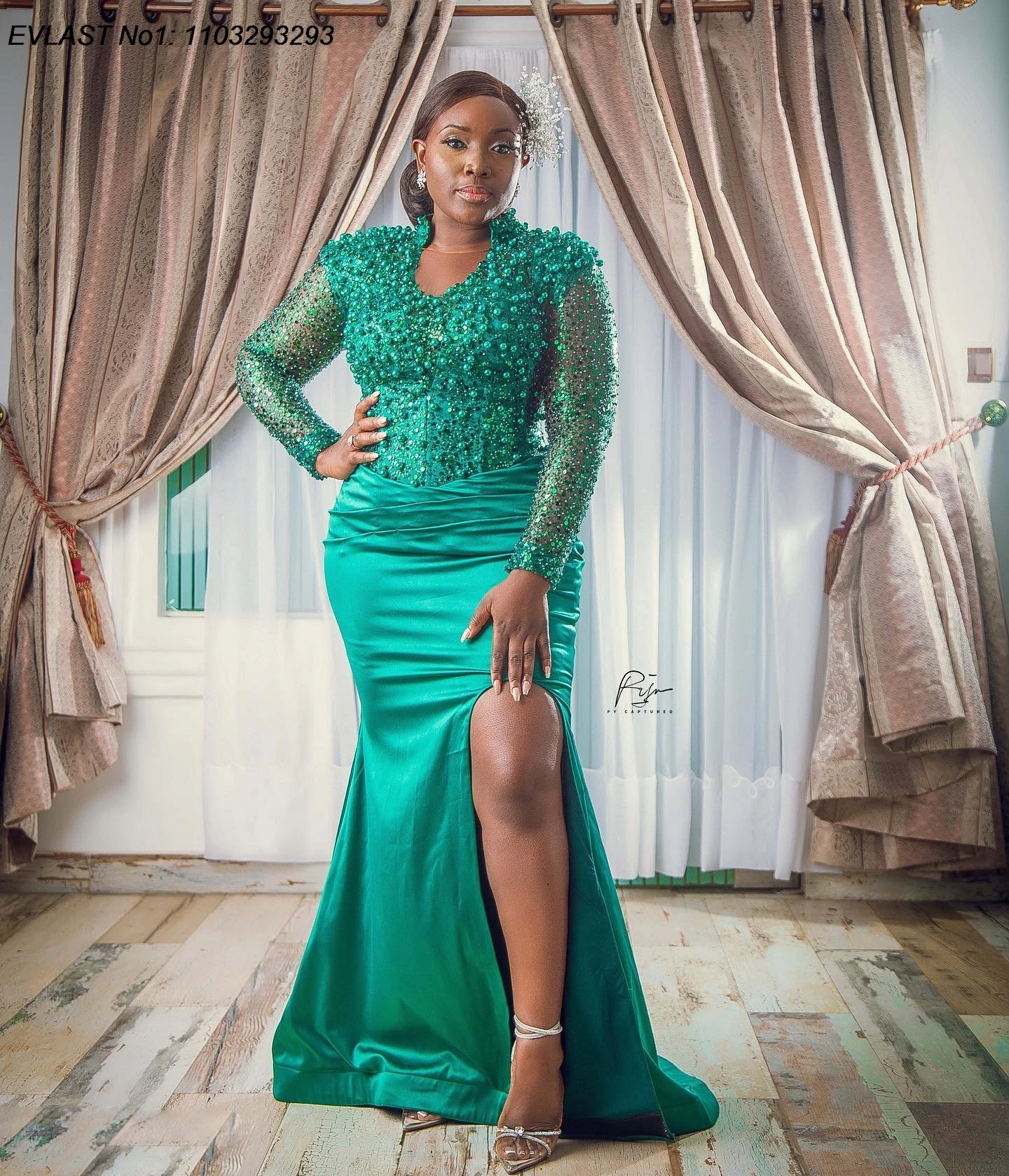 EVLAST Customized Luxury Green Mermaid Evening Dress High Slit Pearls Beaded Prom Dress African Women Anniversary Gown FP09
EVLAST Customized Luxury Green Mermaid Evening Dress High Slit Pearls Beaded Prom Dress African Women Anniversary Gown FP09