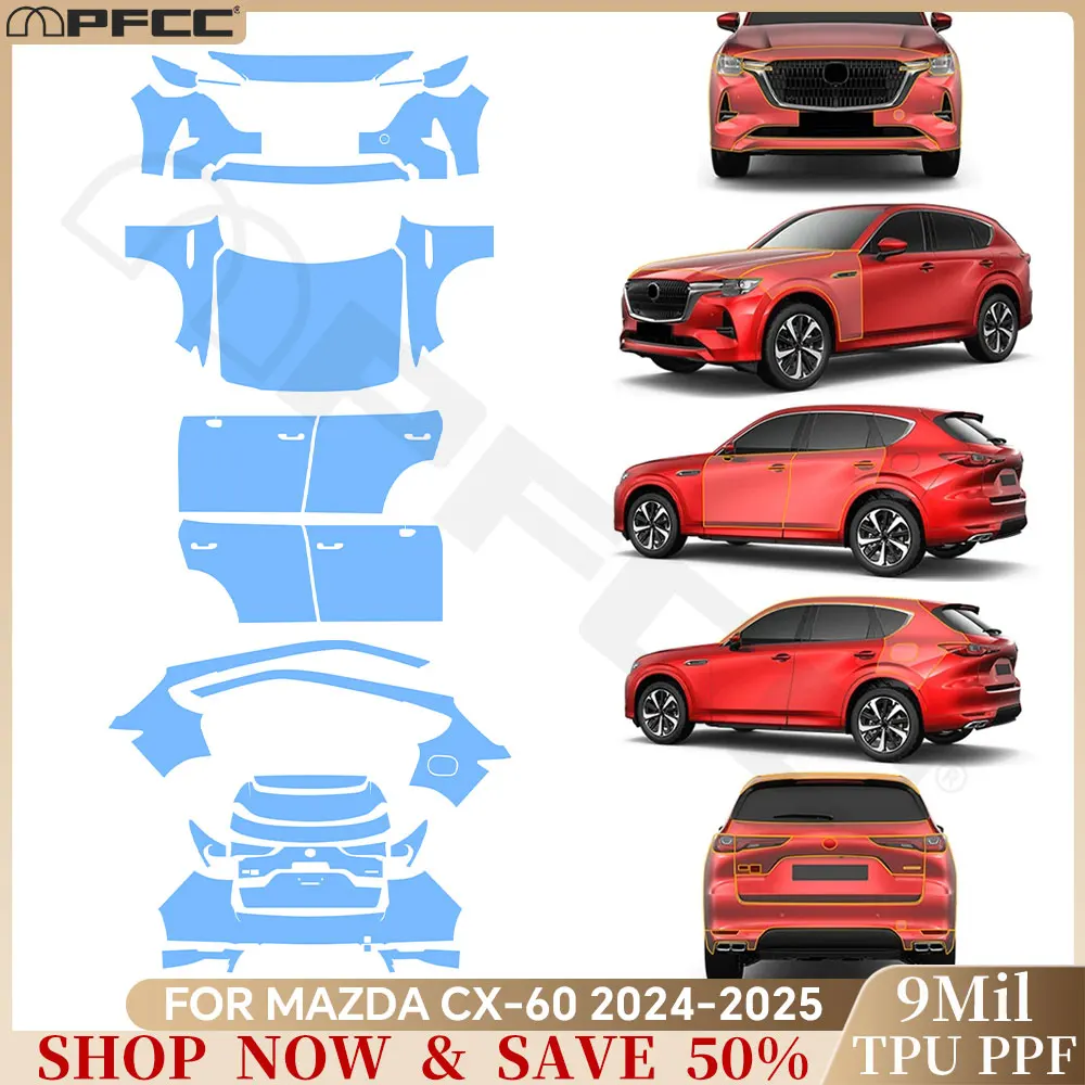 For Mazda CX60 CX-60 2024 2025 Pre-cut PPF Bra 9Mil TPU Paint Protection Film Car Body Anti-Scratch Clear Decal Bra Resistant
For Mazda CX60 CX-60 2024 2025 Pre-cut PPF Bra 9Mil TPU Paint Protection Film Car Body Anti-Scratch Clear Decal Bra Resistant