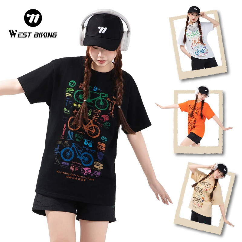 WEST BIKING Bicycle T-shirts 100% Cotton Men Women Cycling Short Sleeve Creative Bike Art Tshirts Breathable Fashion Bike Tees
WEST BIKING Bicycle T-shirts 100% Cotton Men Women Cycling Short Sleeve Creative Bike Art Tshirts Breathable Fashion Bike Tees