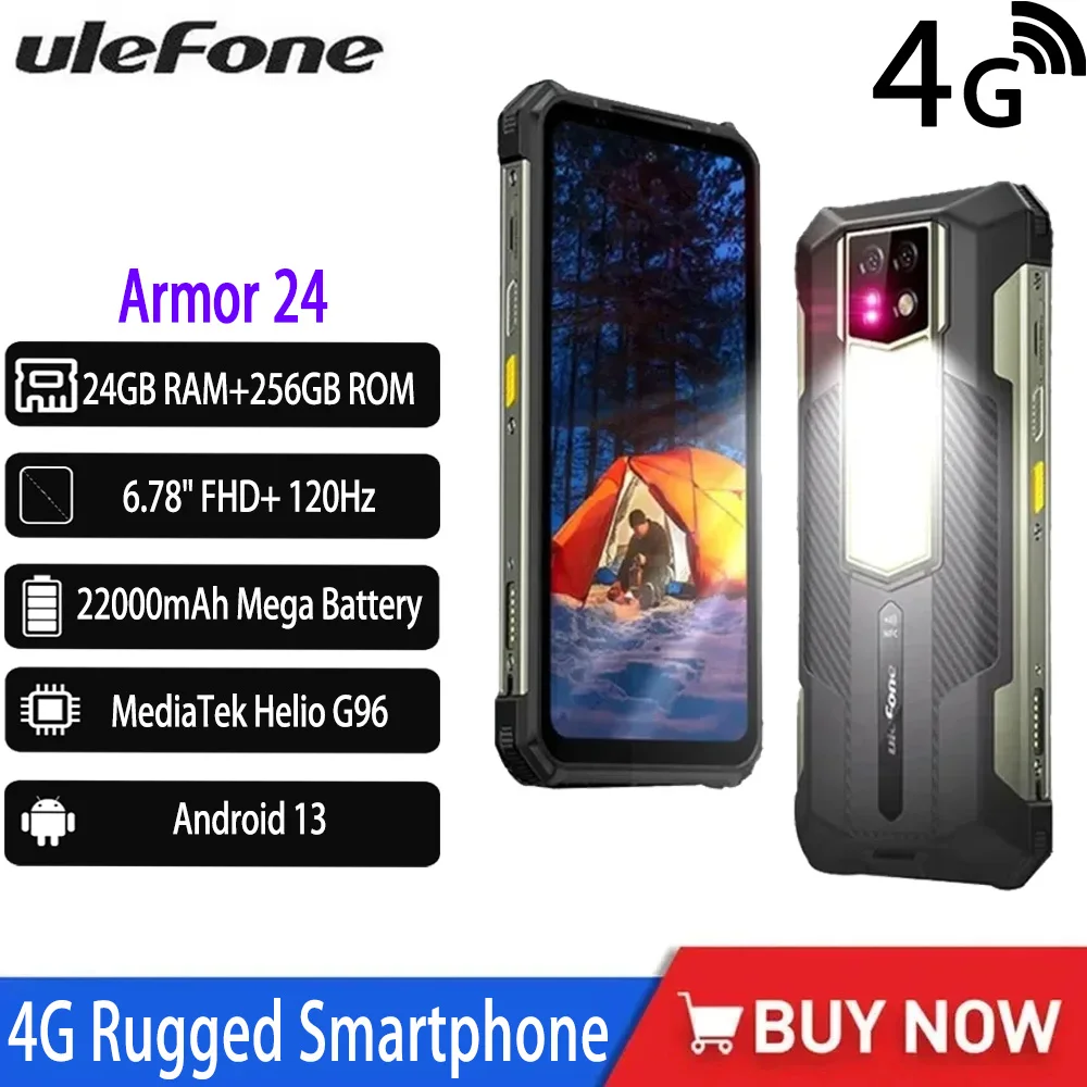 NEW Ulefone Armor 24 4G Rugged Smartphone 6.78“ 22000mAh 24GB+256GB IP68/IP69K Android 13 120Hz 64MP NFC Phone Global Version
NEW Ulefone Armor 24 4G Rugged Smartphone 6.78“ 22000mAh 24GB+256GB IP68/IP69K Android 13 120Hz 64MP NFC Phone Global Version