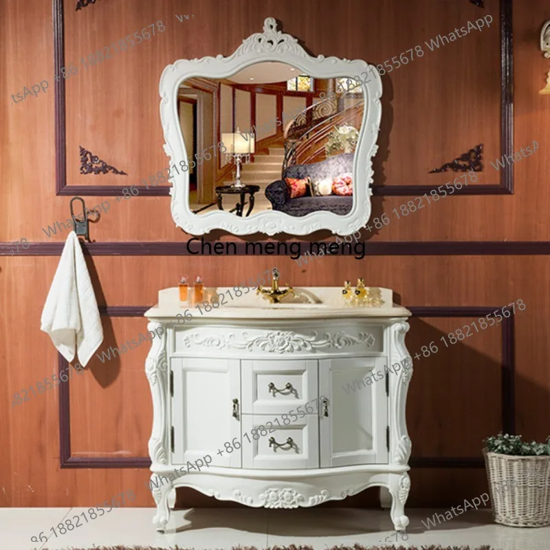 Antique European bathroom cabinet red oak, bathroom cabinet solid wood floor-to-ceiling marble hand wash basin combination
Antique European bathroom cabinet red oak, bathroom cabinet solid wood floor-to-ceiling marble hand wash basin combination