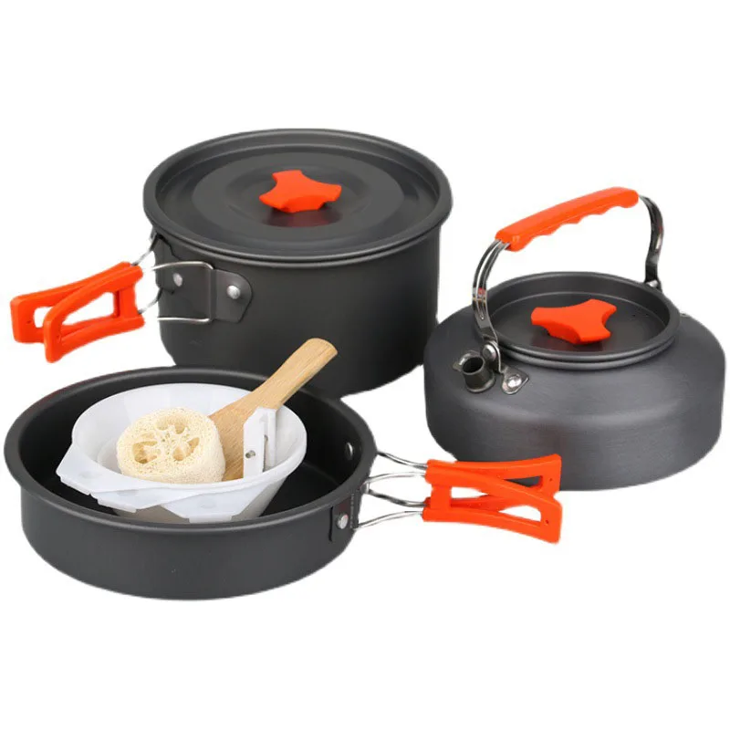 Camping Cooking Pot Set Aluminum Alloy Hard Oxidized Pot Pan Kettle Camping Cookware Set with Foldable Handle Camping Cookware
Camping Cooking Pot Set Aluminum Alloy Hard Oxidized Pot Pan Kettle Camping Cookware Set with Foldable Handle Camping Cookware