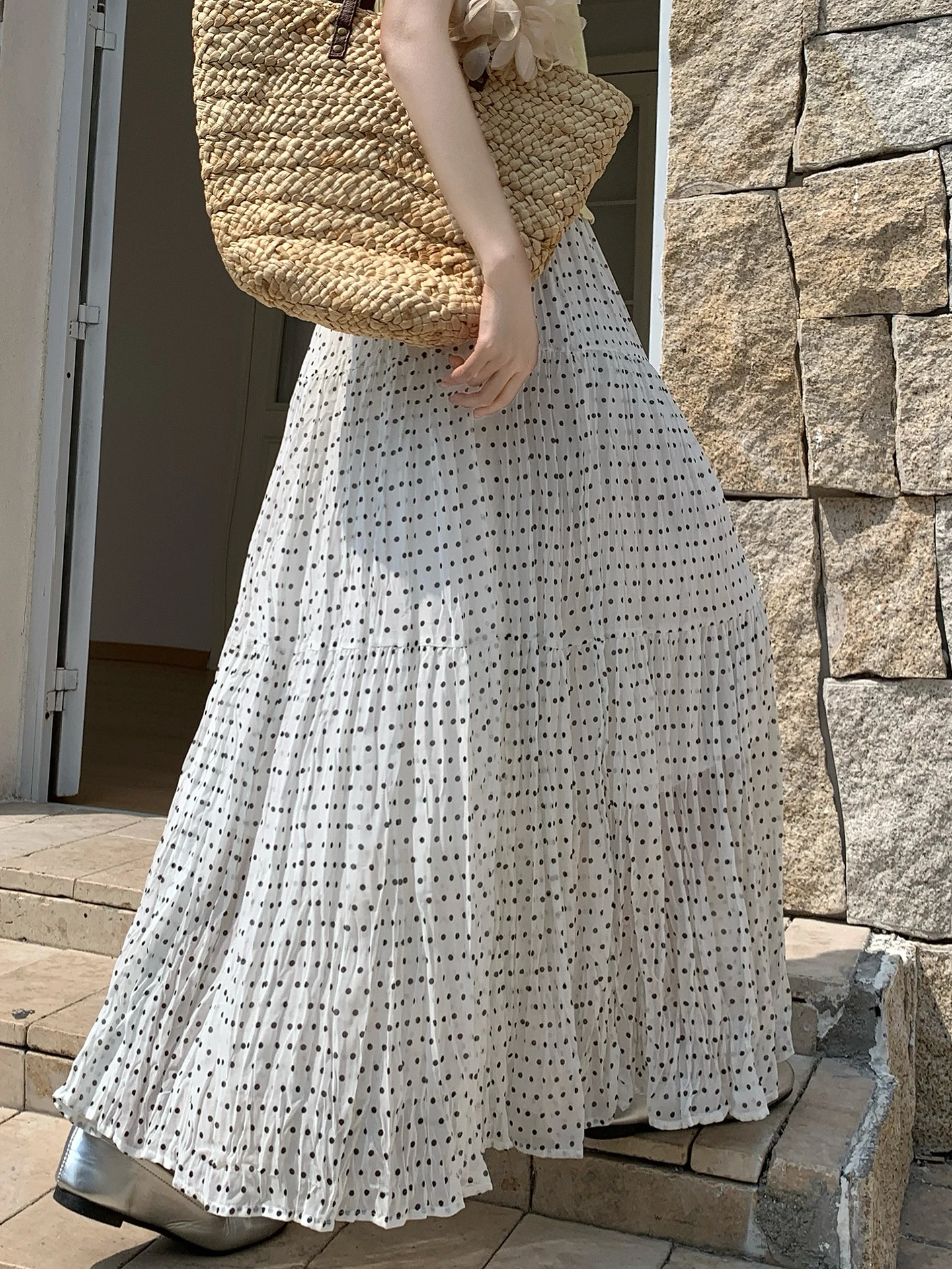 White Polka Dot A-Line Skirt Women's Summer Lazy Vacation Loose Flared Gored Umbrella Skirt Polyester Fiber High Waist
White Polka Dot A-Line Skirt Women's Summer Lazy Vacation Loose Flared Gored Umbrella Skirt Polyester Fiber High Waist