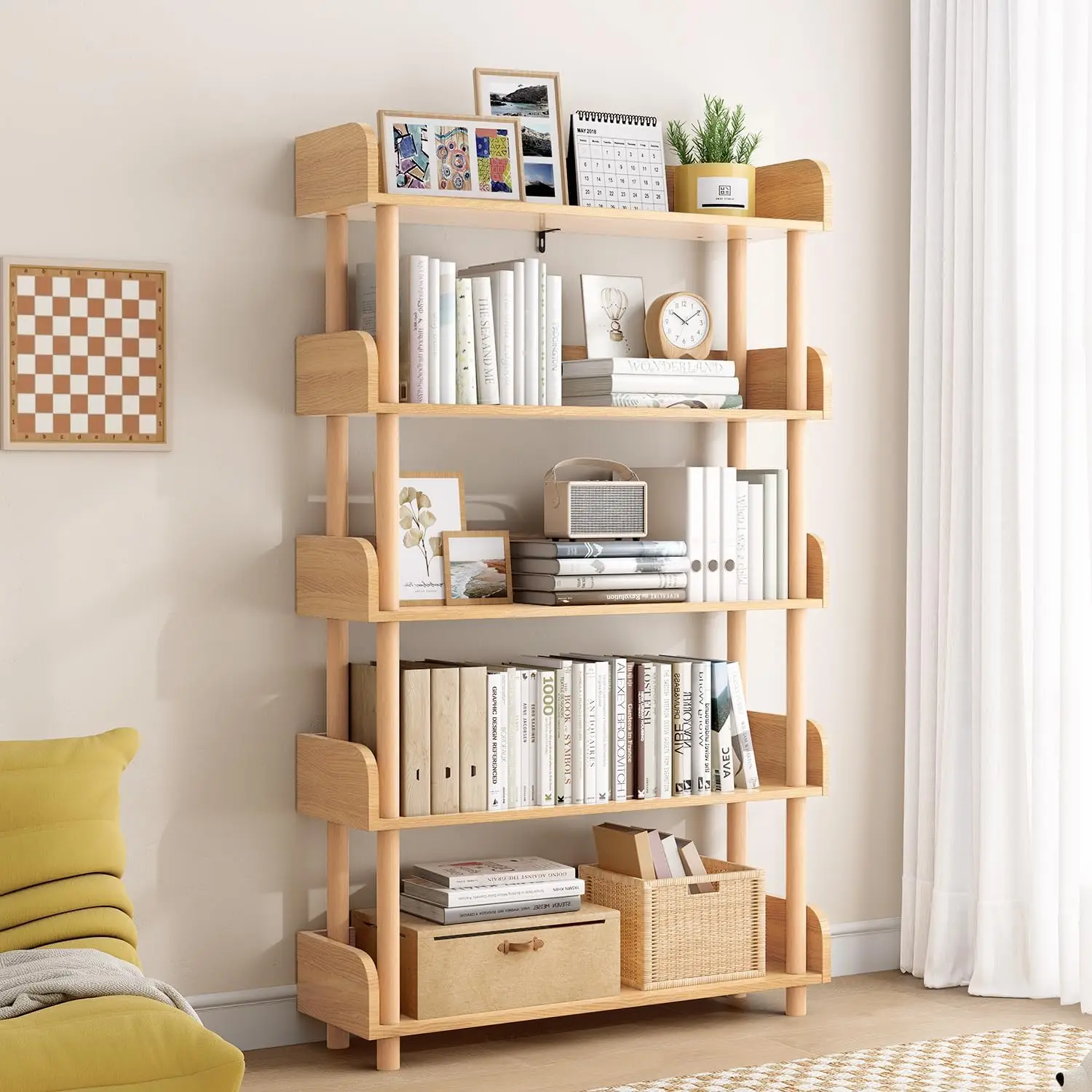 5-Tier Bookshelf Wooden Open Modern Display Shelf With Standing Storage Rack, Multifunctional Bookcase For Home And Office,
5-Tier Bookshelf Wooden Open Modern Display Shelf With Standing Storage Rack, Multifunctional Bookcase For Home And Office,