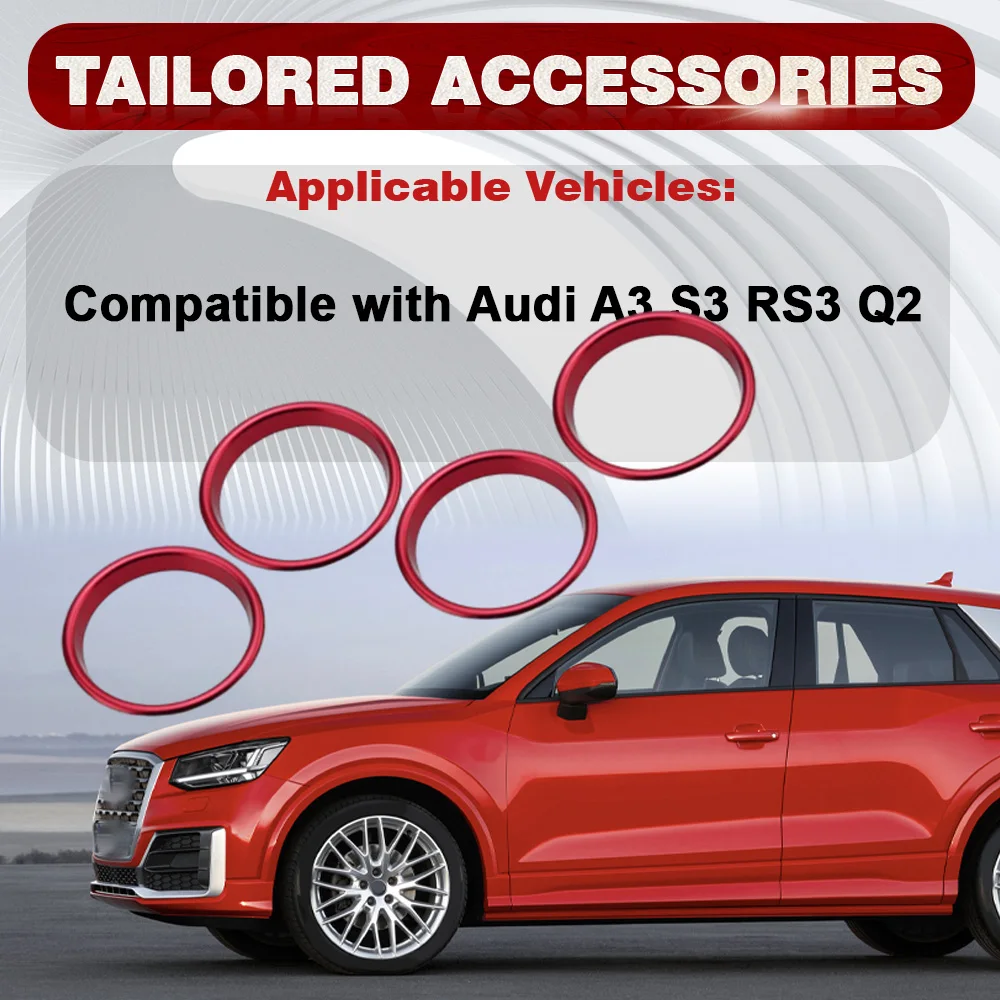 4 Pcs Air Conditioning Vent Decorative Ring For Audi A3 S3 RS3 2013-2020 Aluminum Alloy AC Vent Outlet Ring Cover
4 Pcs Air Conditioning Vent Decorative Ring For Audi A3 S3 RS3 2013-2020 Aluminum Alloy AC Vent Outlet Ring Cover