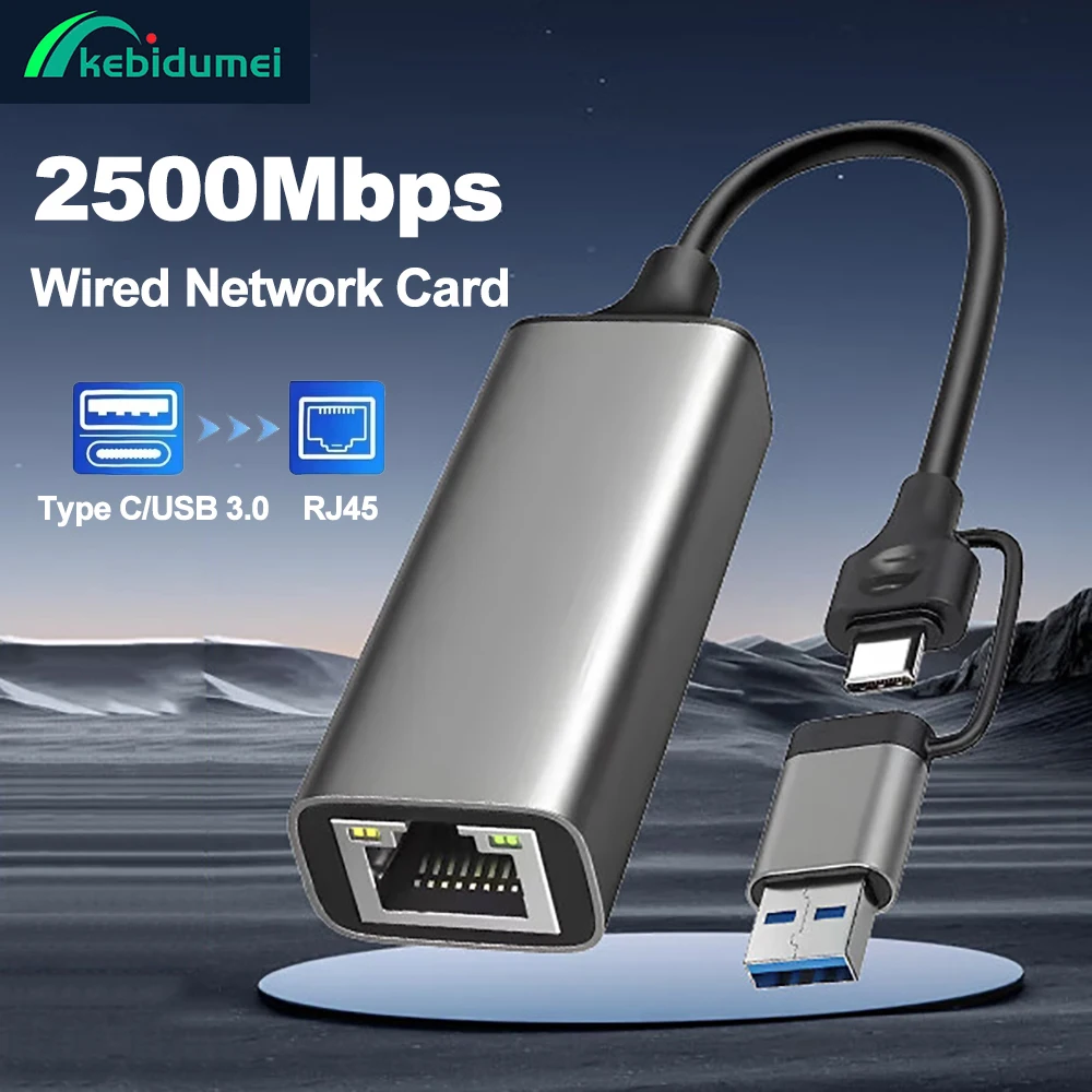 Kebidumei 2.5G Wired Ethernet Adapter USB Type C to RJ45 Network Card Ethernet Gigabit Converter Lan Card Hub for MacBook iPad
Kebidumei 2.5G Wired Ethernet Adapter USB Type C to RJ45 Network Card Ethernet Gigabit Converter Lan Card Hub for MacBook iPad