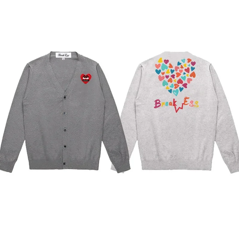 Colorful Love Printing Men Cardigan Cotton Cool Snag Heart Embroidery V-Neck Single Breasted Long Sleeves Autumn Fit Sweater
Colorful Love Printing Men Cardigan Cotton Cool Snag Heart Embroidery V-Neck Single Breasted Long Sleeves Autumn Fit Sweater