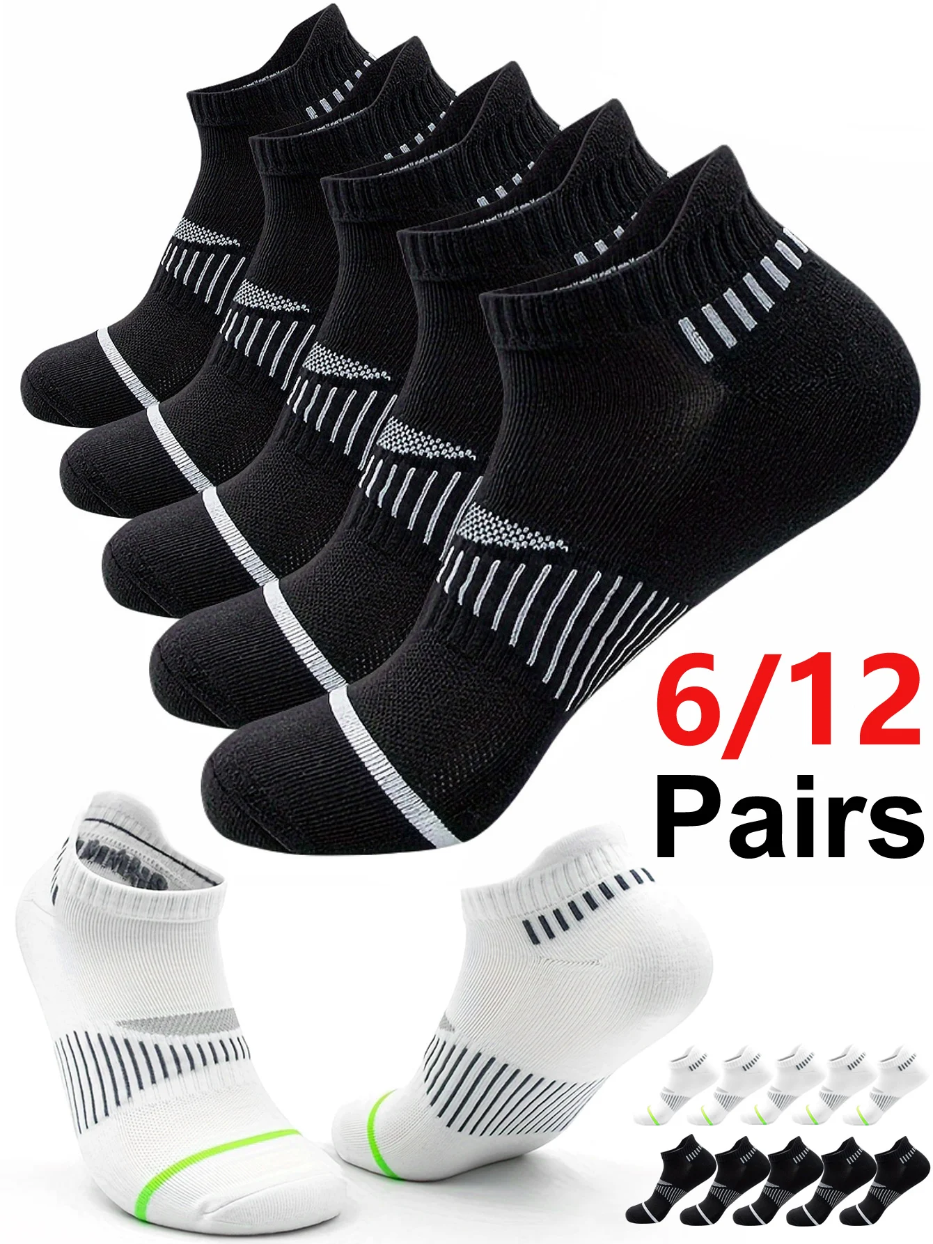 12Pairs Unisex Classic Crew White Socks Anti-slip Breathable Sports Socks for Running Basketball And Outdoor Activities Men's
12Pairs Unisex Classic Crew White Socks Anti-slip Breathable Sports Socks for Running Basketball And Outdoor Activities Men's