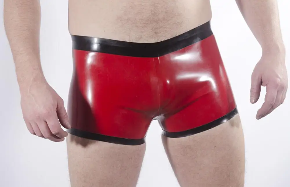 100% handmade underwear men's red latex shorts with black trims decorations No zipper
100% handmade underwear men's red latex shorts with black trims decorations No zipper