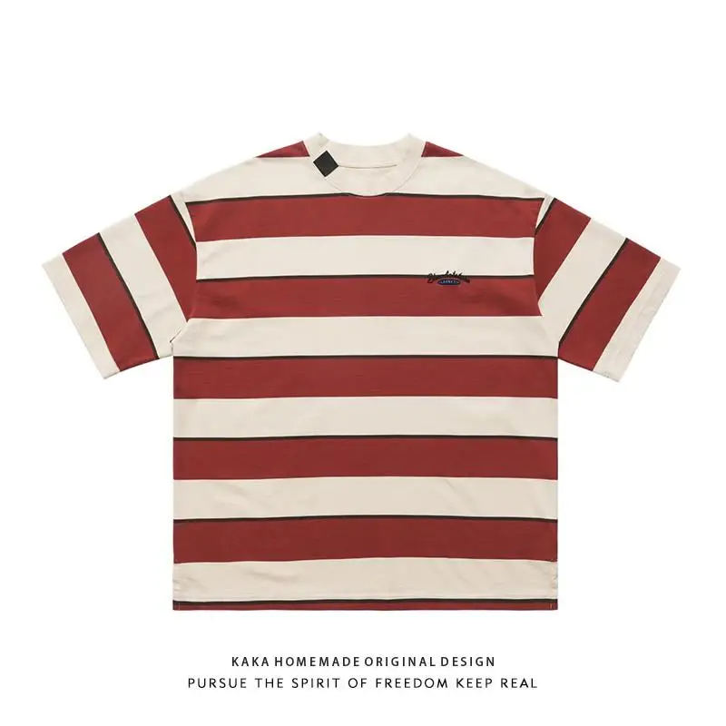 Retro Japanese Style Heavyweight 350g Pure Cotton High Quality Striped Loose Short Sleeve T-Shirt Men's Embroidered round Nec...
Retro Japanese Style Heavyweight 350g Pure Cotton High Quality Striped Loose Short Sleeve T-Shirt Men's Embroidered round Nec...
