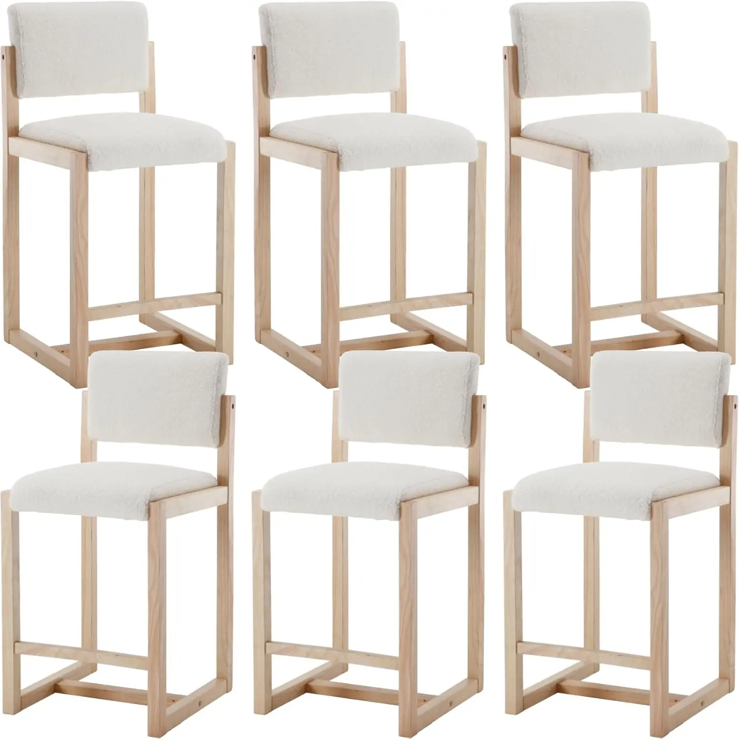 Mid-Century Bar Stools Set 6 26in Counter Chairs W/ Backrest Wood Frame Kitchen Island Dining Room White Customized
Mid-Century Bar Stools Set 6 26in Counter Chairs W/ Backrest Wood Frame Kitchen Island Dining Room White Customized