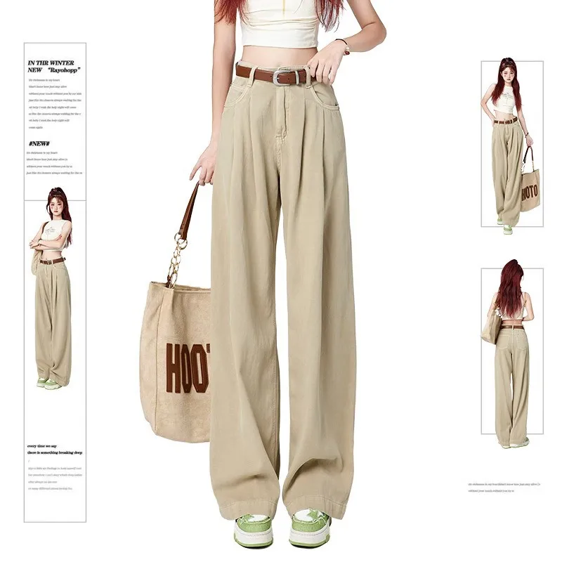 High Waist Wide Leg Denim Jeans Women's Early Autumn New Folded Loose Slimming Dra Casual Floor-Length Coffee Milk Color
High Waist Wide Leg Denim Jeans Women's Early Autumn New Folded Loose Slimming Dra Casual Floor-Length Coffee Milk Color