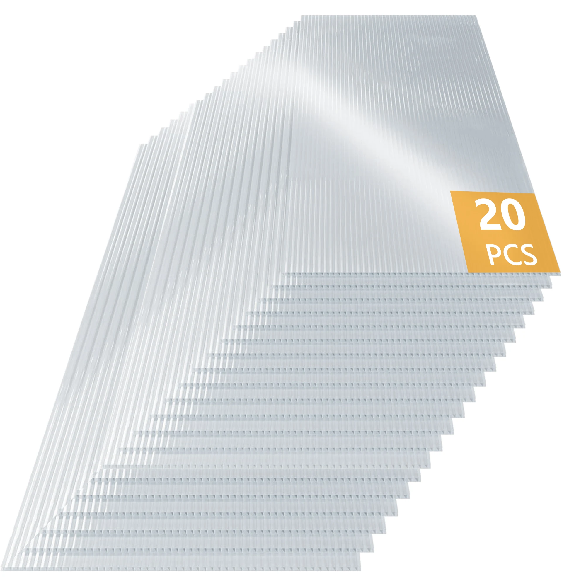 20 Pcs 24'x48' Twin-Wall Polycarbonate Sheets, Clear Reinforced Panels for Greenhouse Roof & Shed, Waterproof UV Protected.
20 Pcs 24'x48' Twin-Wall Polycarbonate Sheets, Clear Reinforced Panels for Greenhouse Roof & Shed, Waterproof UV Protected.