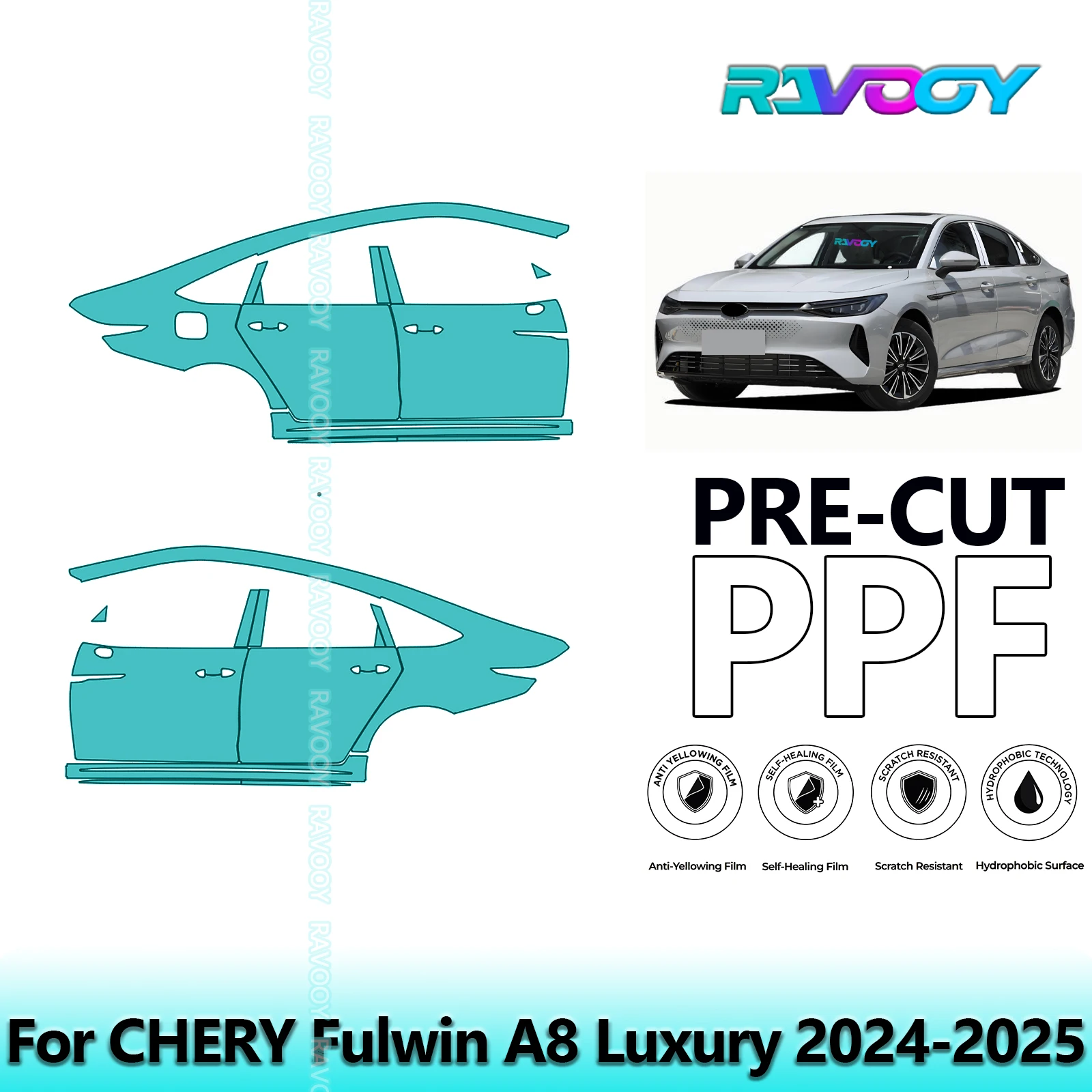 For CHERY Fulwin A8 Luxury 2024-2025 8.5mil Clear Matte Pre-Cut PPF Door & A/B Pillar Kit TPU Paint Protection Film Set
For CHERY Fulwin A8 Luxury 2024-2025 8.5mil Clear Matte Pre-Cut PPF Door & A/B Pillar Kit TPU Paint Protection Film Set