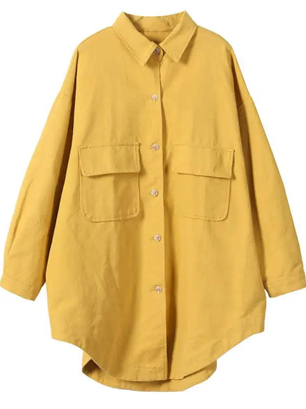 plus Size Women's Casual irt Jaet Korean Sle Loose Single Button Mid-Length Versatile Long Sve Collar Autumn Wear 
plus Size Women's Casual irt Jaet Korean Sle Loose Single Button Mid-Length Versatile Long Sve Collar Autumn Wear