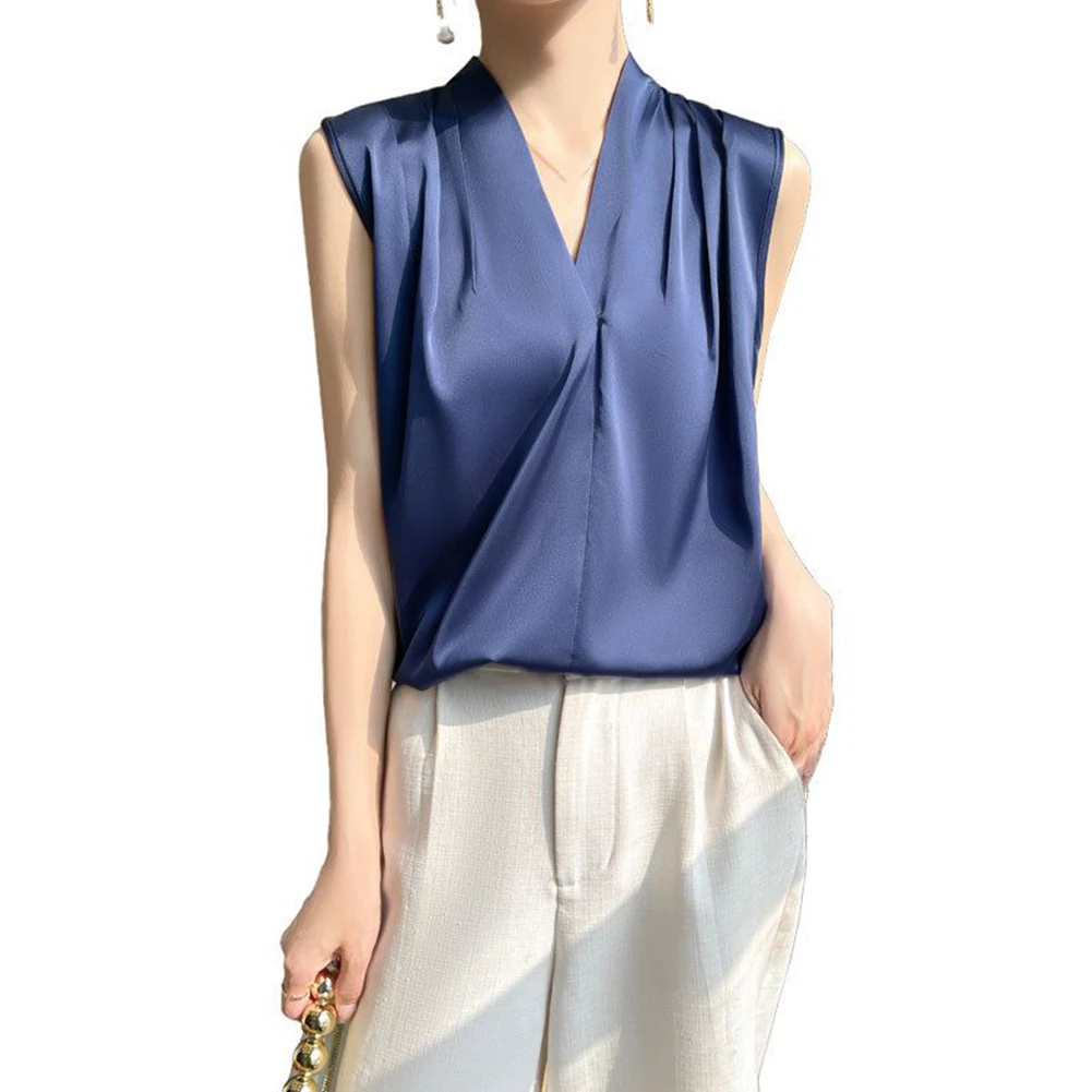 Casual Office Shirt Satin Sleeveless Comfortable Fit Lightweight T-Shirt Regular Clothing Length Office Sleeveless Blouse
Casual Office Shirt Satin Sleeveless Comfortable Fit Lightweight T-Shirt Regular Clothing Length Office Sleeveless Blouse