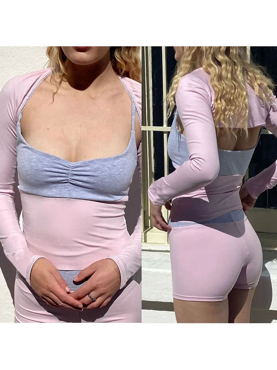 Women s 3Pcs Outfits Y2K Summer Contrast Color Bandeau Going Out Crop Tops High Waist Shorts Long Sleeve Shrug Tops
Women s 3Pcs Outfits Y2K Summer Contrast Color Bandeau Going Out Crop Tops High Waist Shorts Long Sleeve Shrug Tops