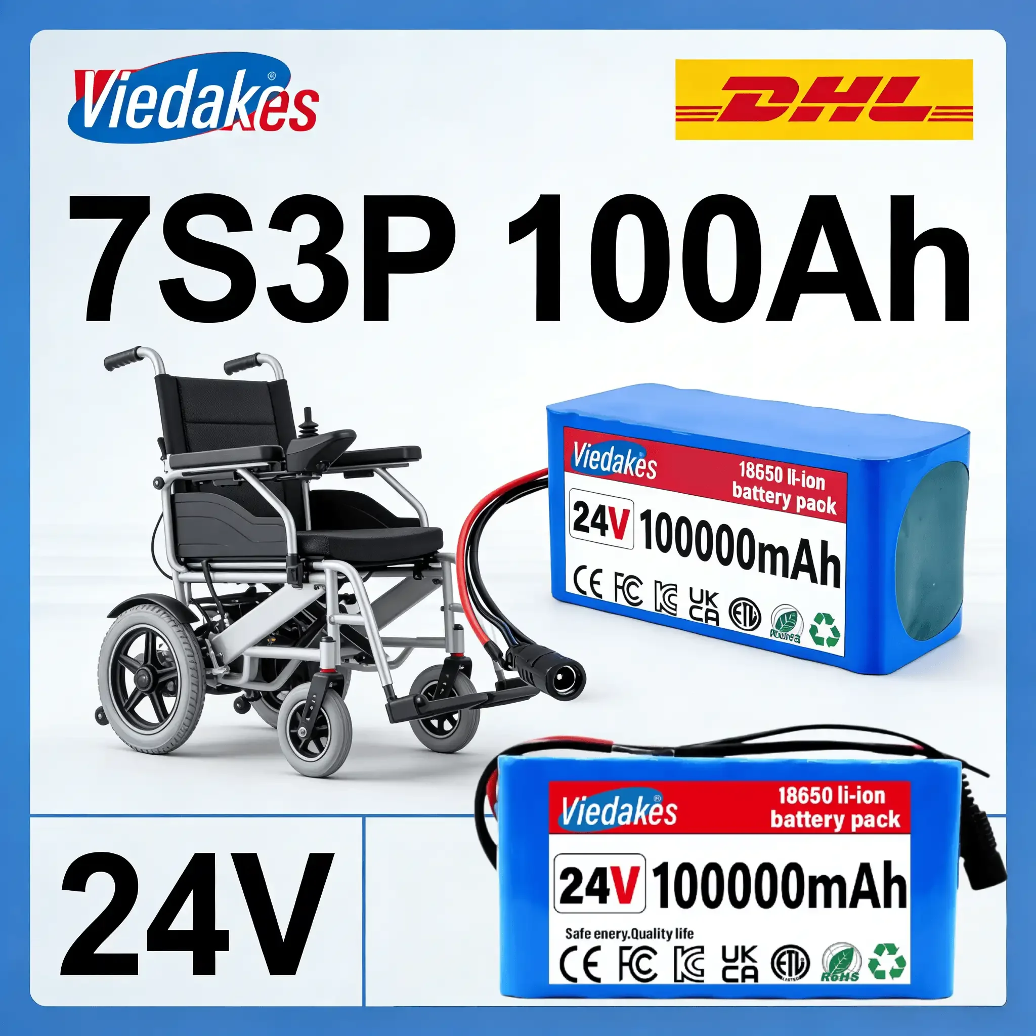 VEDAKES 24V 7S3P 10Ah Power Battery with Charger for Wheelchair and Electrical Tools
VEDAKES 24V 7S3P 10Ah Power Battery with Charger for Wheelchair and Electrical Tools