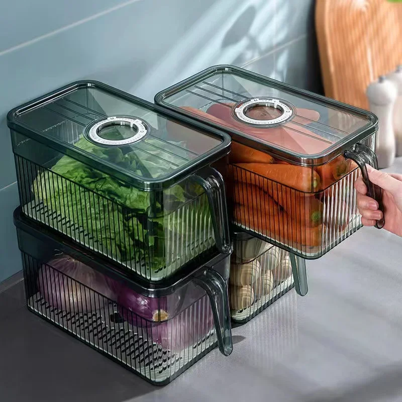 Refrigerator Transparent Storage Box Timing Fresh Vegetable Fruit Organizer Box Food Storage Containers Pantry Kitchen Organizer
Refrigerator Transparent Storage Box Timing Fresh Vegetable Fruit Organizer Box Food Storage Containers Pantry Kitchen Organizer