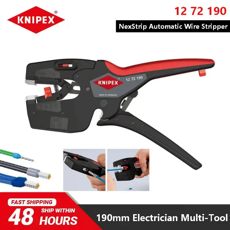 KNIPEX 12 72 190 NexStrip 190mm Electrician Multi-Tool - Wire Stripper, Non-Slip Grip, for Electrical Work
KNIPEX 12 72 190 NexStrip 190mm Electrician Multi-Tool - Wire Stripper, Non-Slip Grip, for Electrical Work