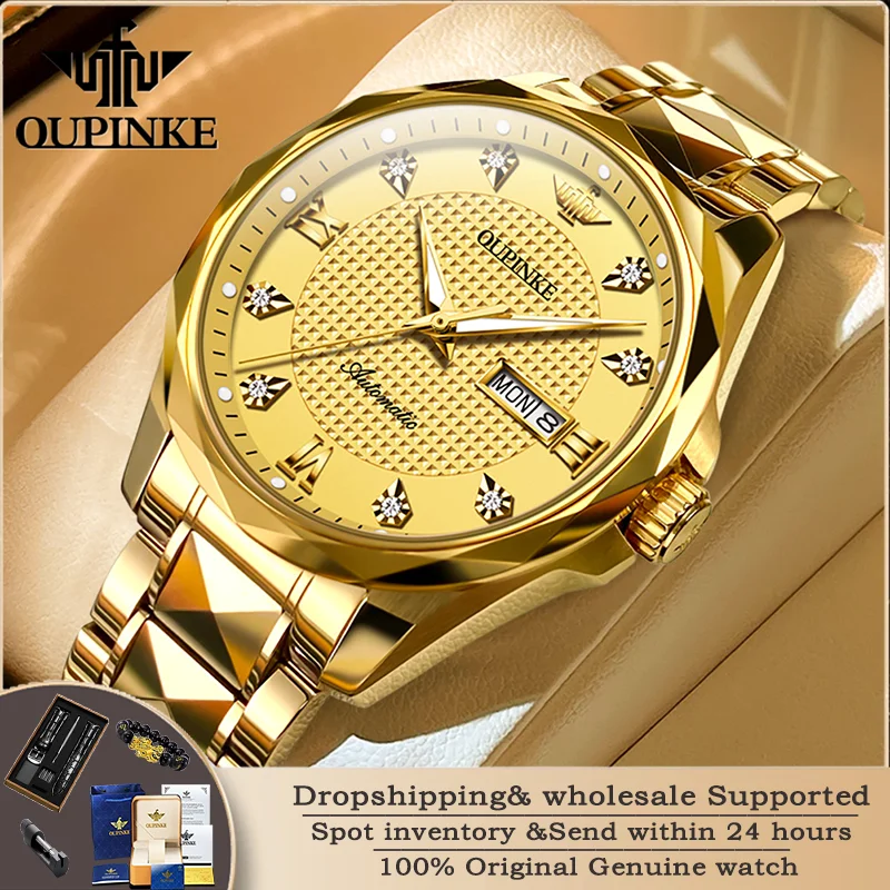 OUPINKE 3243 Luxury Diamond Tungsten Steel Men's Mechanical Watch Imported Automatic Movement Business Double Calendar Men Watch
OUPINKE 3243 Luxury Diamond Tungsten Steel Men's Mechanical Watch Imported Automatic Movement Business Double Calendar Men Watch