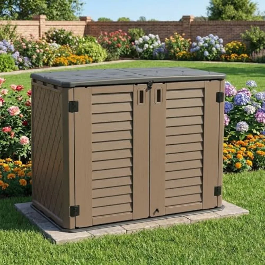 Outdoor Storage Cabinet, 34 Cu. Feet Horizonl Resin Storage Shed for Trash Cans/Gar s/Bkyard/Pool, Weaerof and Loable, No Shelf
Outdoor Storage Cabinet, 34 Cu. Feet Horizonl Resin Storage Shed for Trash Cans/Gar s/Bkyard/Pool, Weaerof and Loable, No Shelf