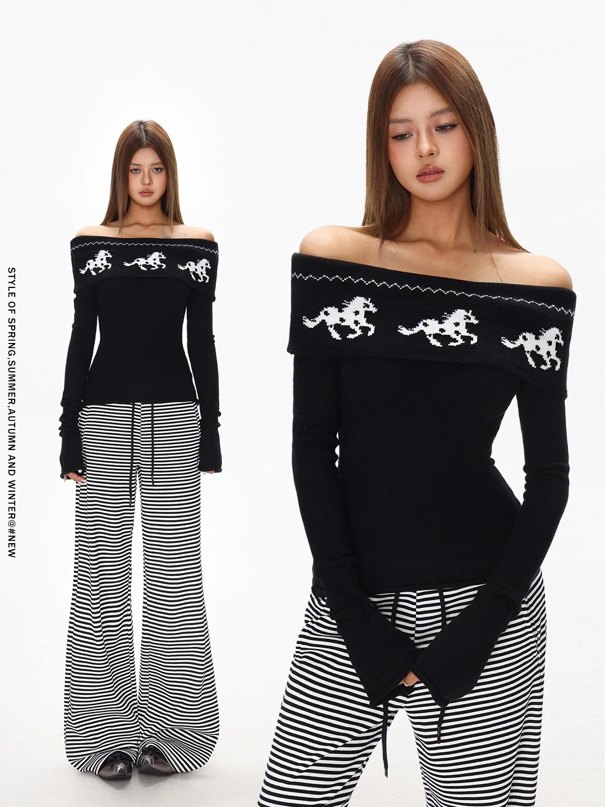 Sle American Hot Girl Bla Off-oulder Long Sve T-irt Women Winter Slimming Top Sweet Sle Knitted Soft
Sle American Hot Girl Bla Off-oulder Long Sve T-irt Women Winter Slimming Top Sweet Sle Knitted Soft