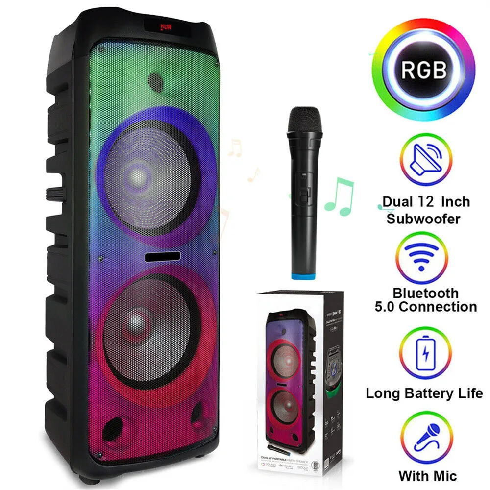 Портативный Bluetooth-динамик 5100 Вт, 12-дюймовый сабвуфер, звуковая система с тяжелыми басами, вечерние, Dj, караоке, перезаряжаемый громкий динамик с микрофоном
Портативный Bluetooth-динамик 5100 Вт, 12-дюймовый сабвуфер, звуковая система с тяжелыми басами, вечерние, Dj, караоке, перезаряжаемый громкий динамик с микрофоном