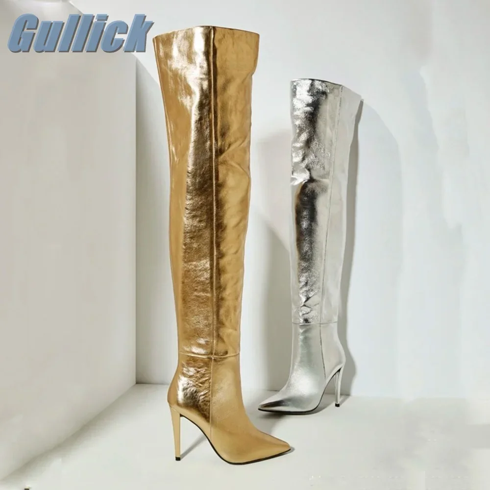 Золотистые летние ботинки с острым носком, однотонные туфли Zapatos De Mujer выше колена, серебряные туфли с боковой молнией, женские роскошные туфли на высоком каблуке 2025
Золотистые летние ботинки с острым носком, однотонные туфли Zapatos De Mujer выше колена, серебряные туфли с боковой молнией, женские роскошные туфли на высоком каблуке 2025