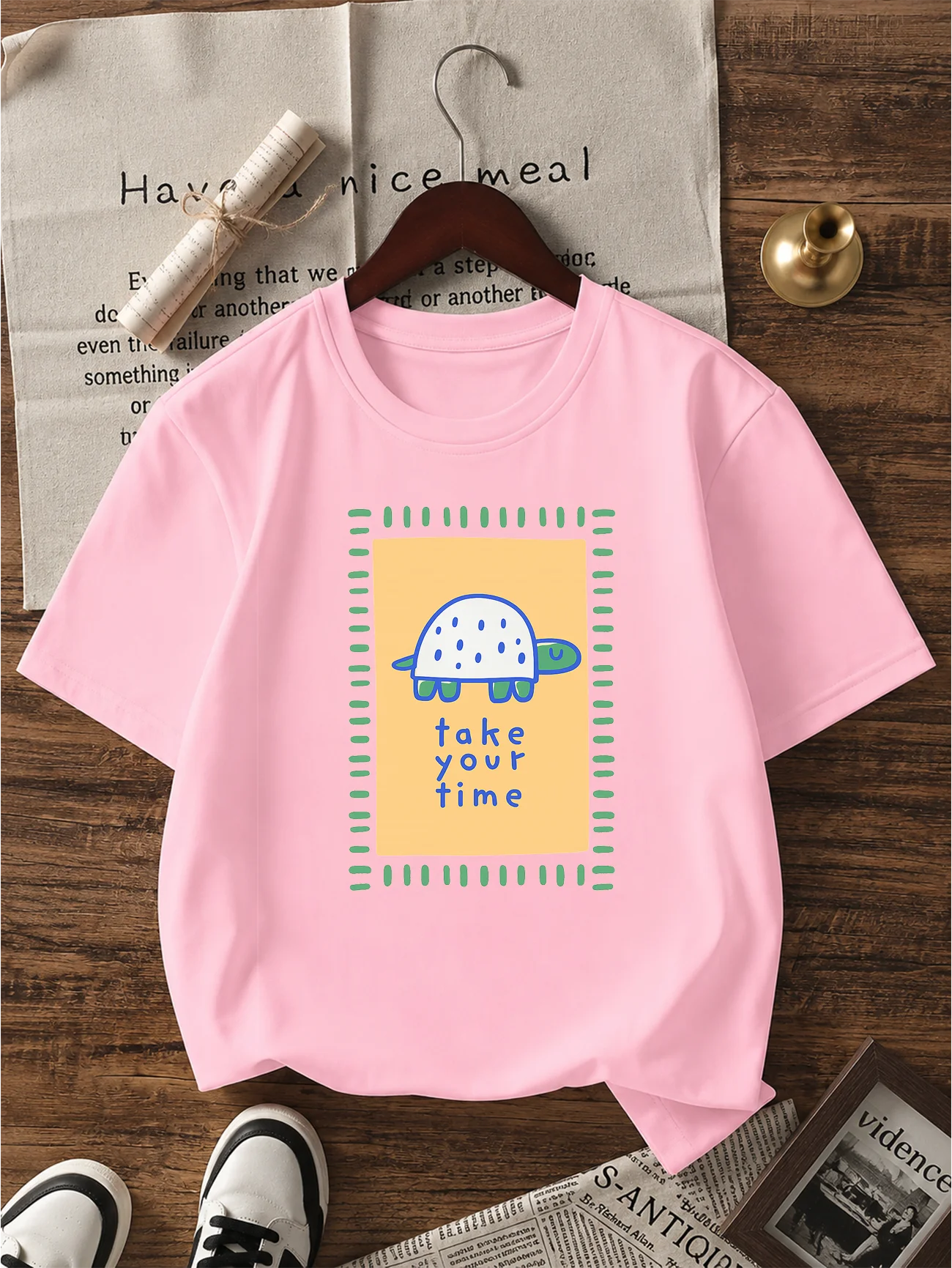 Women's Cute Turtle "Take Your Time" Print Pink Short Sleeve Casual T-shirt Summer Tops
Women's Cute Turtle "Take Your Time" Print Pink Short Sleeve Casual T-shirt Summer Tops