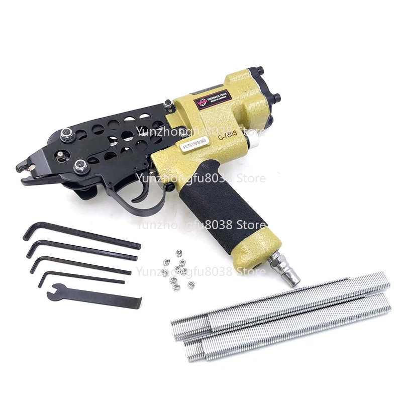 SC760 16 Gauge Pig Ring Pliers 1/2 Inch Pneumatic Ring Tool Mattress Upholstery Stapler
SC760 16 Gauge Pig Ring Pliers 1/2 Inch Pneumatic Ring Tool Mattress Upholstery Stapler