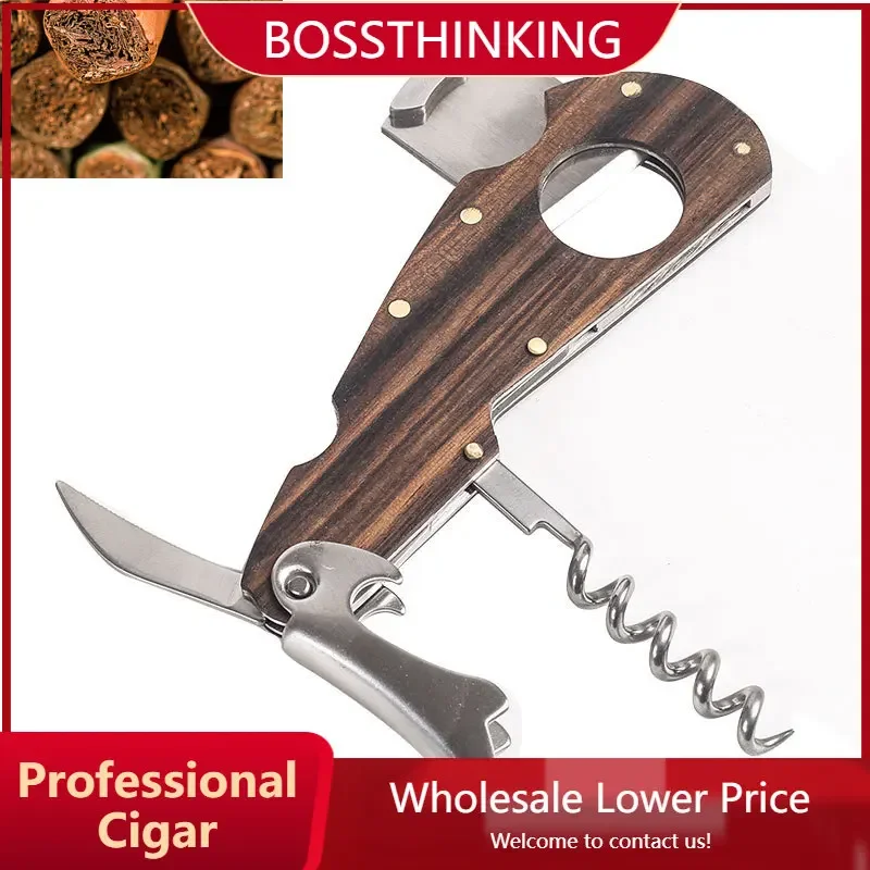 Cigar Scissors Double Blade Portable Stainless Steel 4 In 1 MultiFunction Wooden Guillotine Cigar Cutter Wine Opener Cigar Knife 
Cigar Scissors Double Blade Portable Stainless Steel 4 In 1 MultiFunction Wooden Guillotine Cigar Cutter Wine Opener Cigar Knife