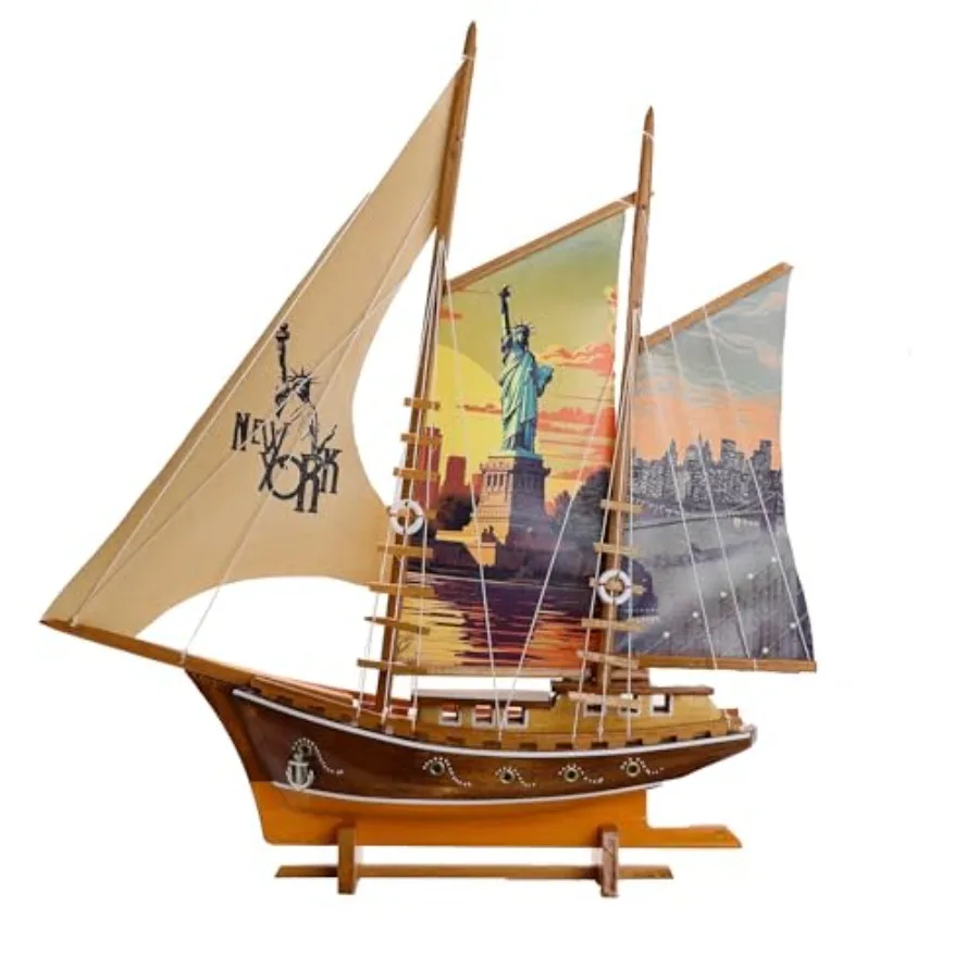 Handmade New York printed fabric sailing yacht ship model: wooden, navy blue, traditional nautical miniature for home decor and
Handmade New York printed fabric sailing yacht ship model: wooden, navy blue, traditional nautical miniature for home decor and