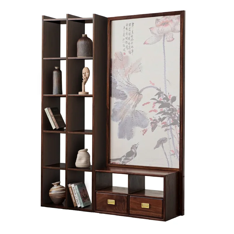 LMM solid wood walnut screen partition door blocking living room hotel tea room entrance screen
LMM solid wood walnut screen partition door blocking living room hotel tea room entrance screen