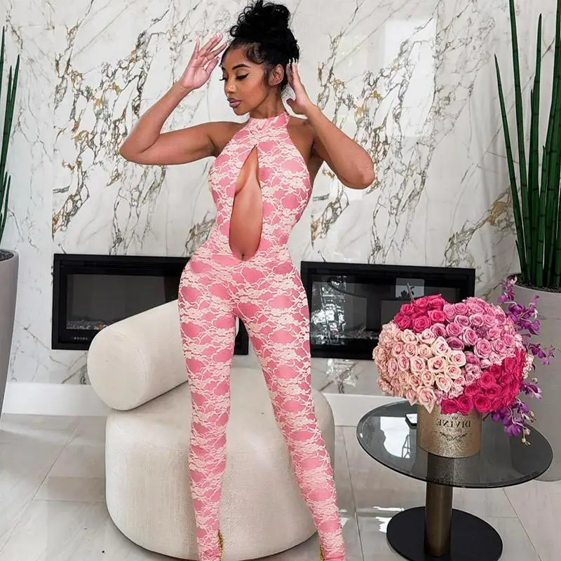 Women Sexy Lace Layered Hollow Out Halter Jumpsuits Sleeveless Lace Up Backless Skinny Club Party One Piece Overalls Streetwear
Women Sexy Lace Layered Hollow Out Halter Jumpsuits Sleeveless Lace Up Backless Skinny Club Party One Piece Overalls Streetwear